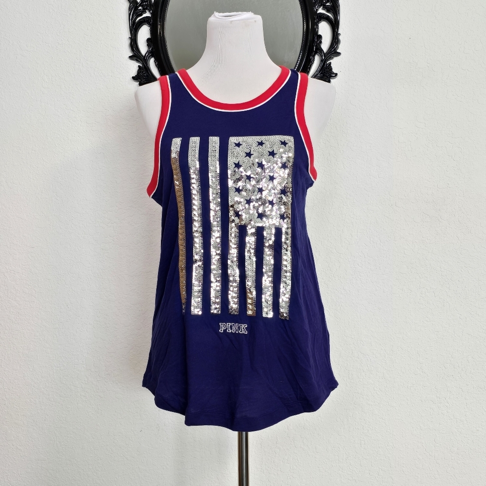 PINK bling American flag tank 🇺🇸